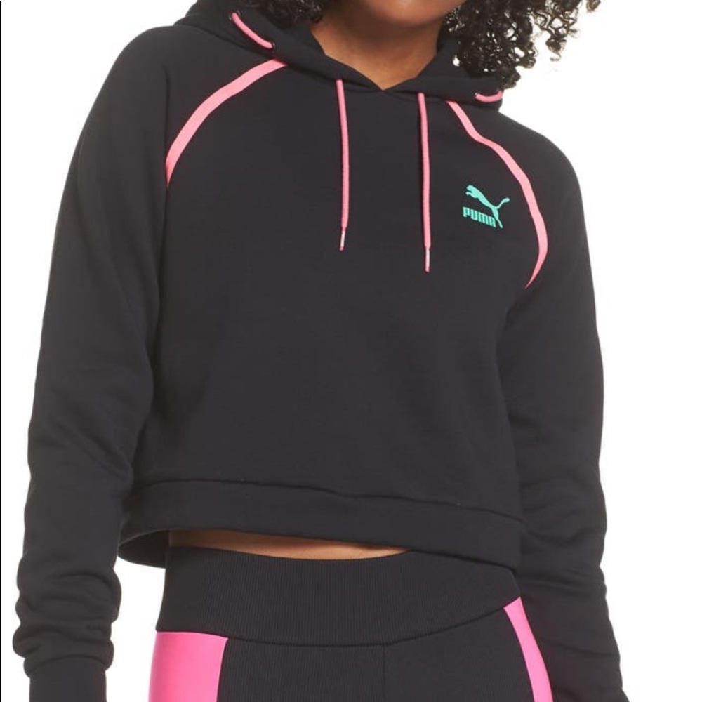 Puma cropped black hoodie
